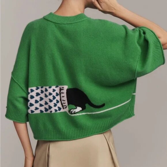 Anthropologie Goldie Daschund Cashmere Crewneck Sweater - Picture 2 of 3